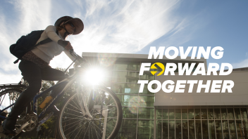 Moving Forward Together with bicyclist